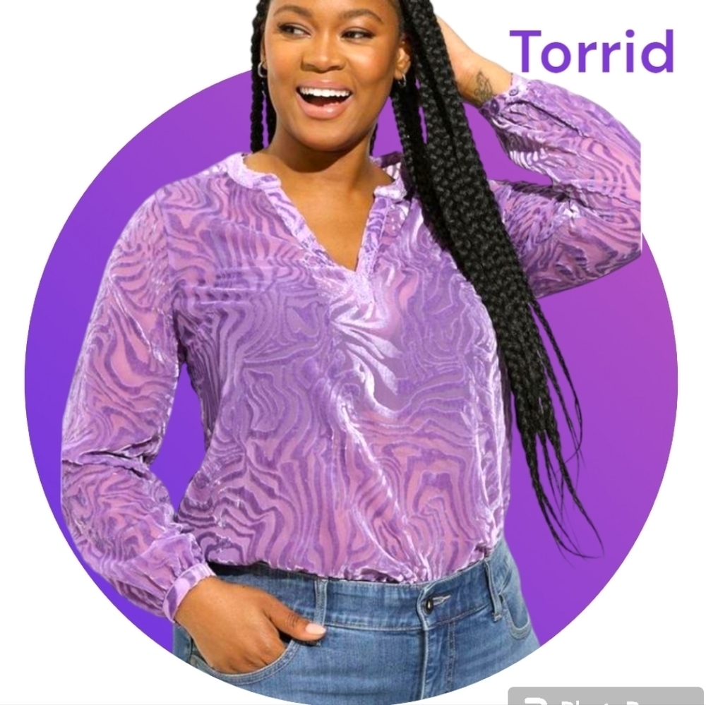 Nwt Torrid Lavender Velvet Burnout V Neck Top Sz 0